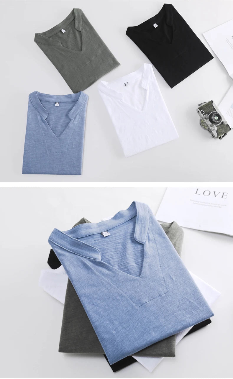 Women’s V-Neck Cotton T-Shirt – Soft Summer Basic Top