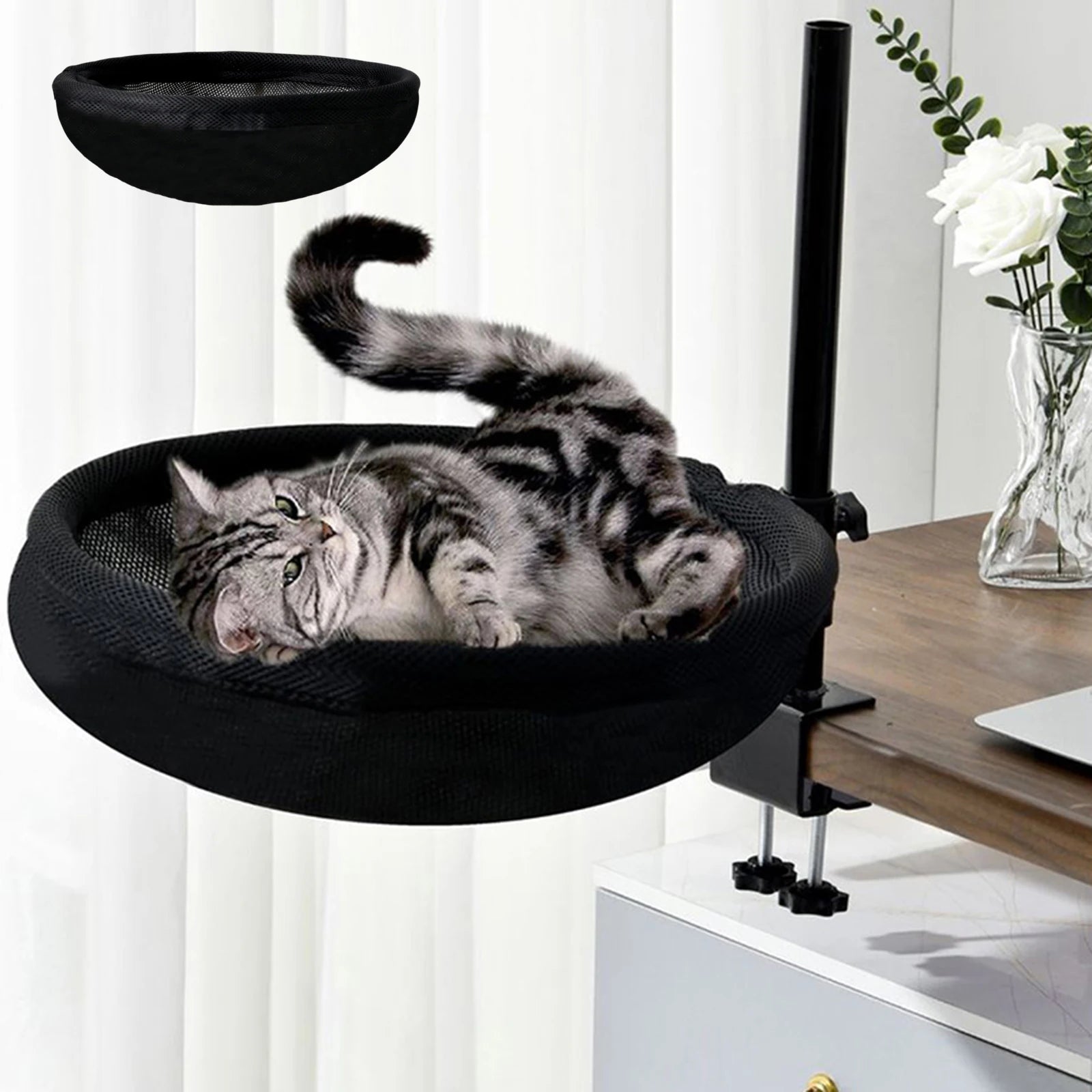 360° Rotating Cat Perch Bed for Desk/Window
