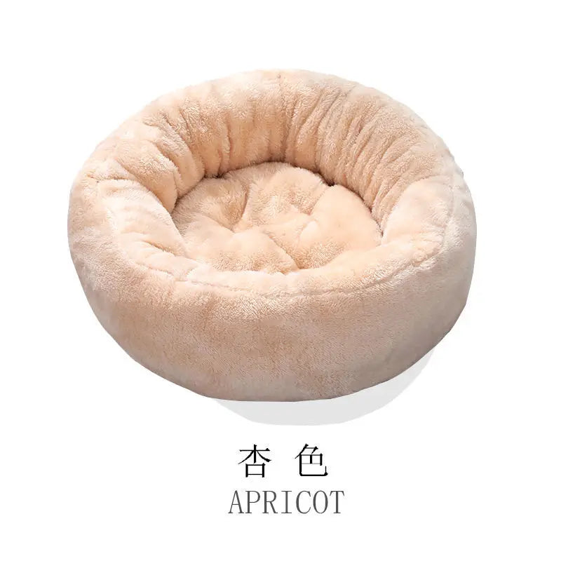 Pet Bed Warming Small Dog House Soft Sofa Donut Cat Bed Warming Indoor Round Pillow Kennel Cuddler Faux Fur Puppy Mat Dog Beds