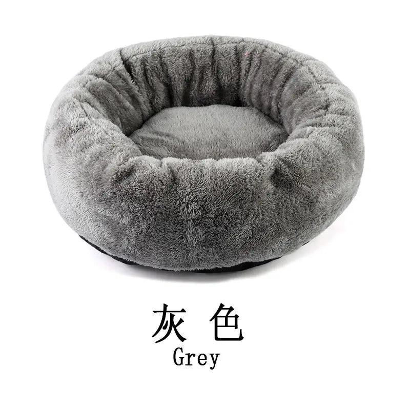 Pet Bed Warming Small Dog House Soft Sofa Donut Cat Bed Warming Indoor Round Pillow Kennel Cuddler Faux Fur Puppy Mat Dog Beds