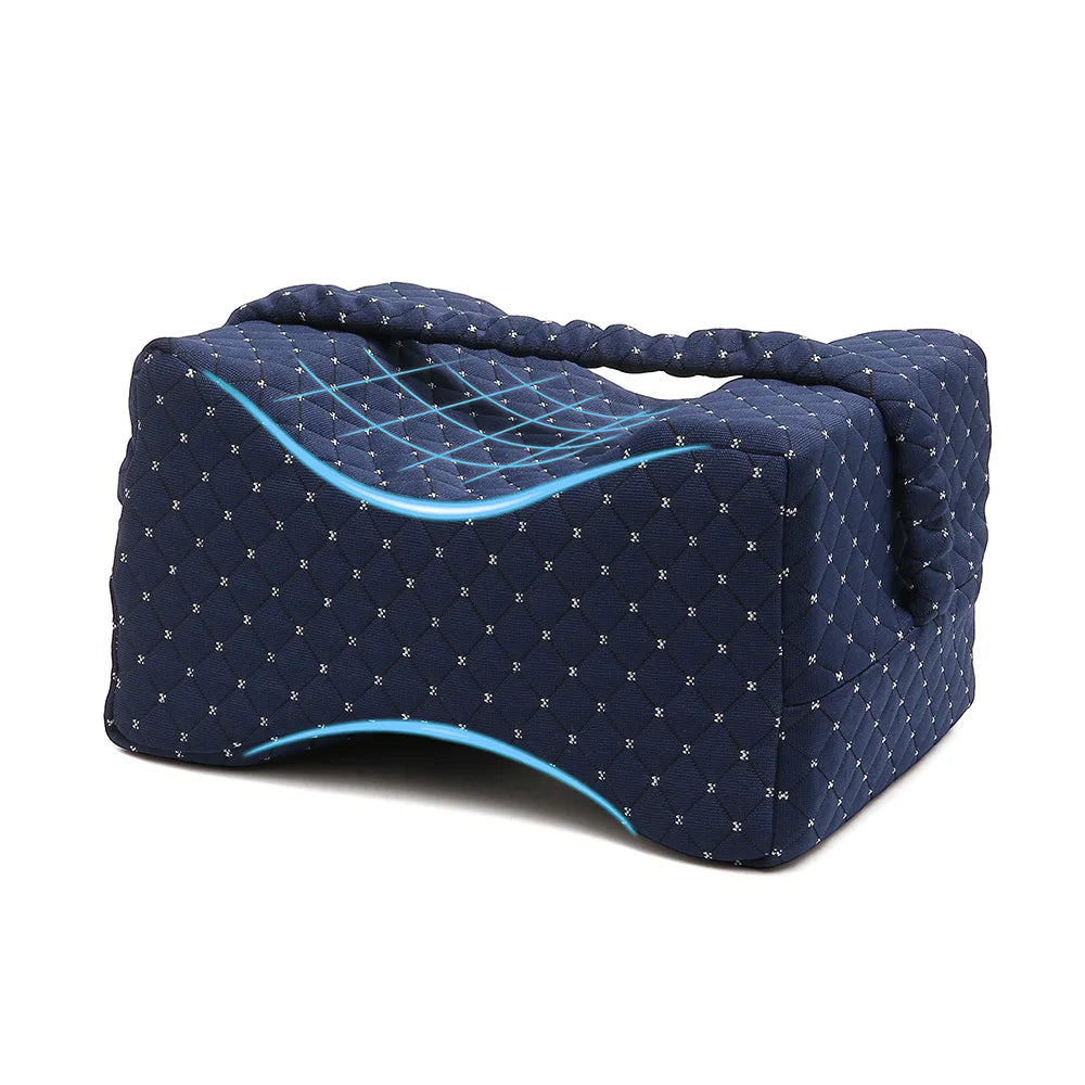 Memory Foam Knee Pillow for Side Sleepers (with Straps)