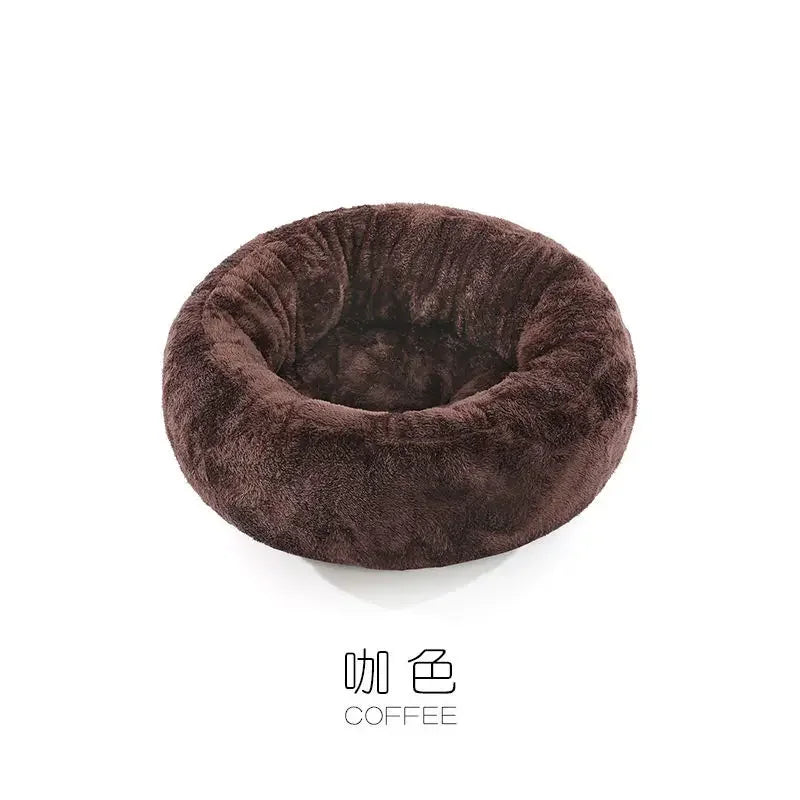 Pet Bed Warming Small Dog House Soft Sofa Donut Cat Bed Warming Indoor Round Pillow Kennel Cuddler Faux Fur Puppy Mat Dog Beds