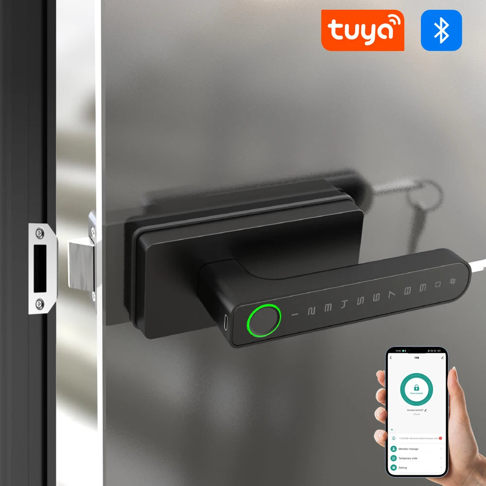 Smart Aluminum Door Lock with Tuya App & Key (Bedroom/Bathroom)