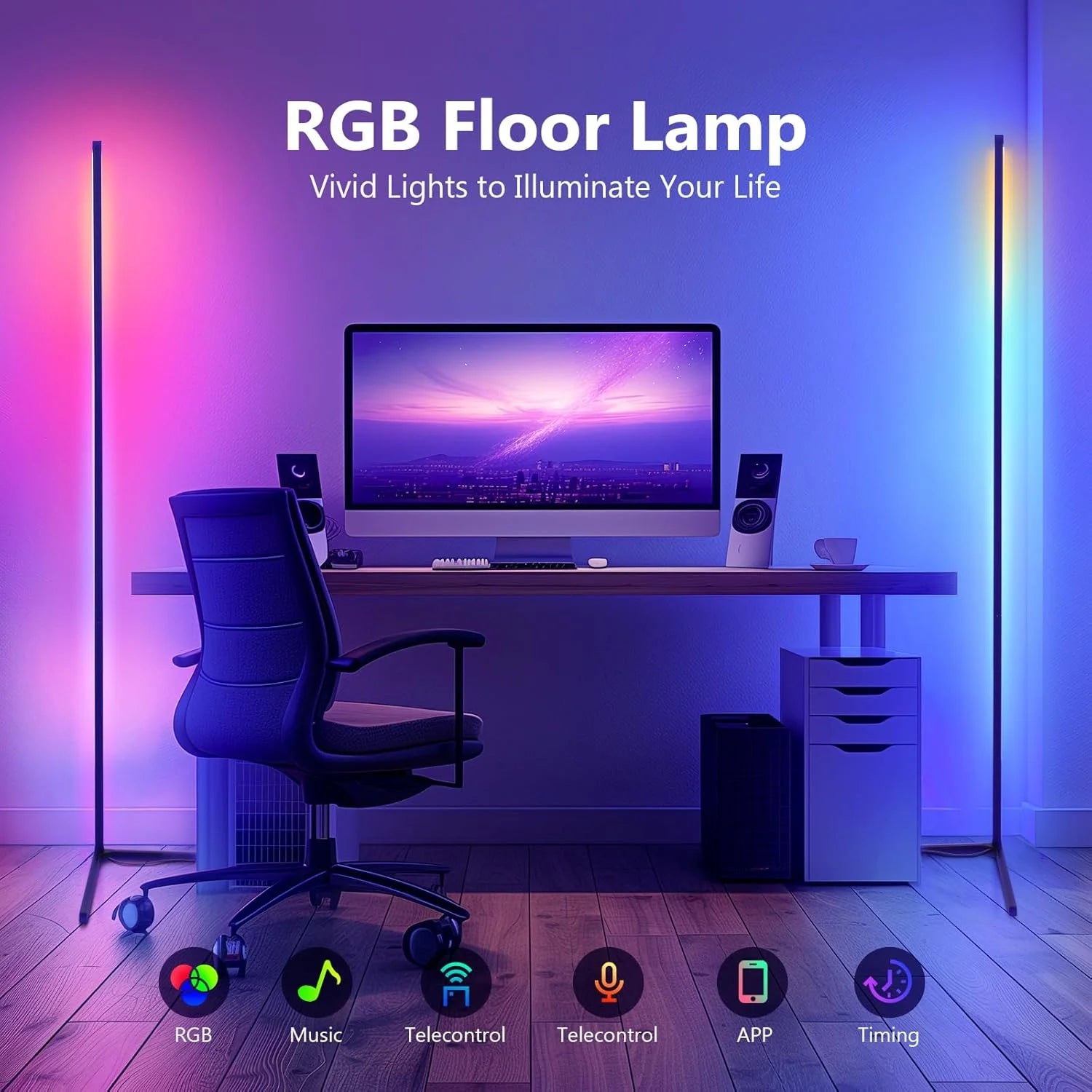 Smart RGB Corner Floor Lamp (App & Remote Control