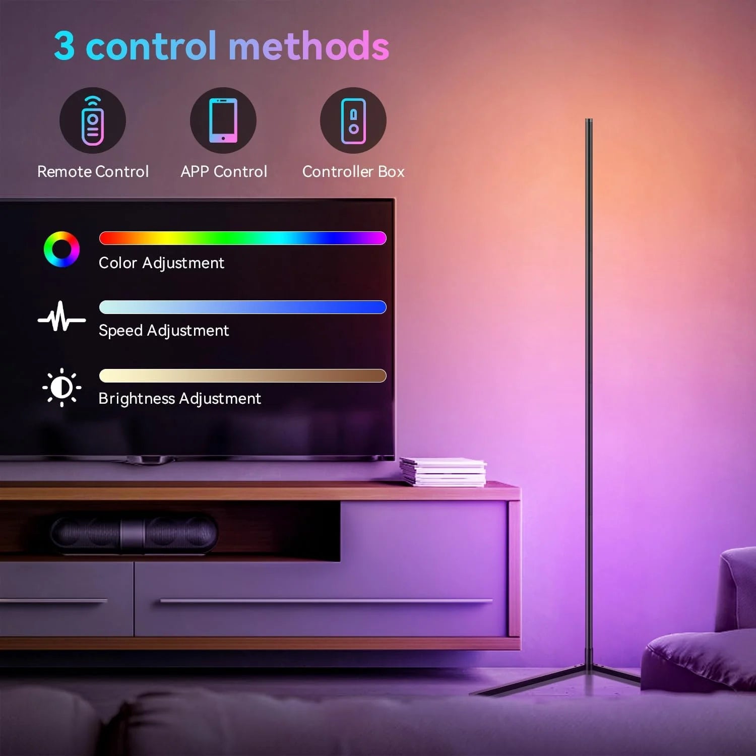 Smart RGB Corner Floor Lamp (App & Remote Control