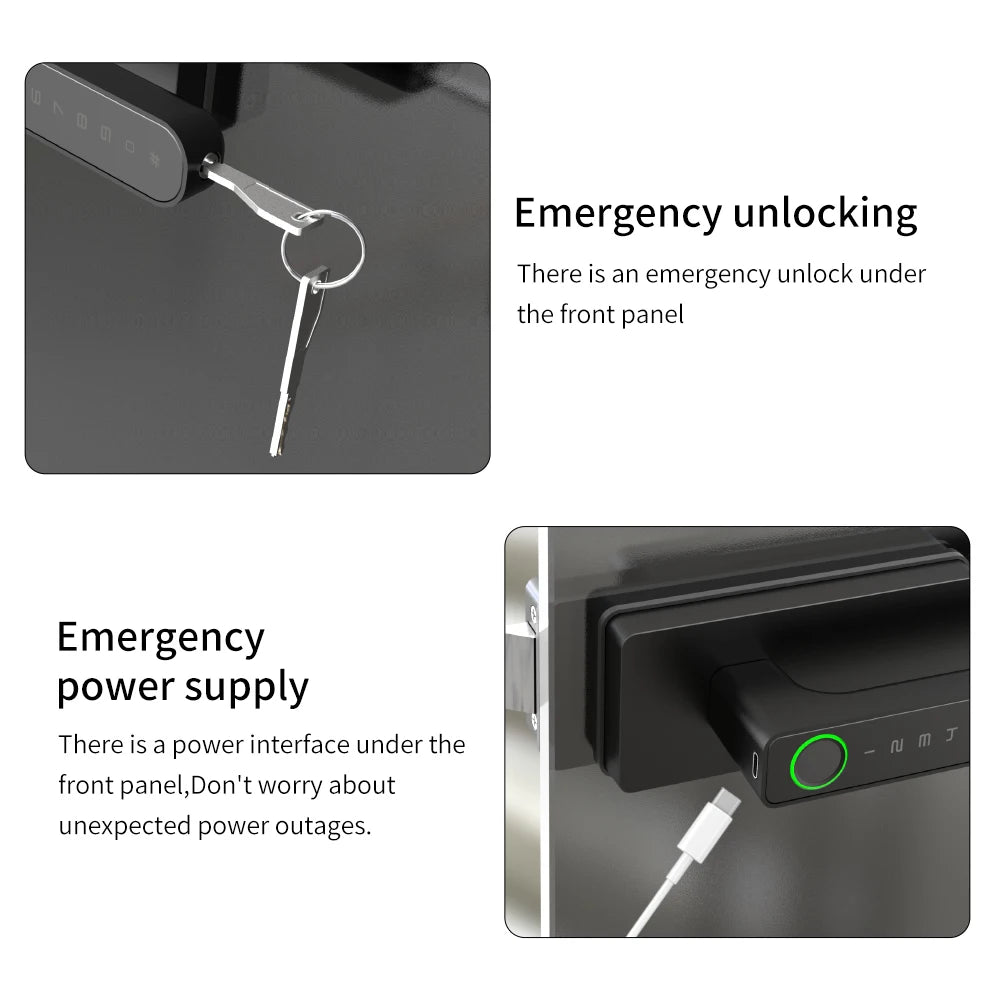 Smart Aluminum Door Lock with Tuya App & Key (Bedroom/Bathroom)