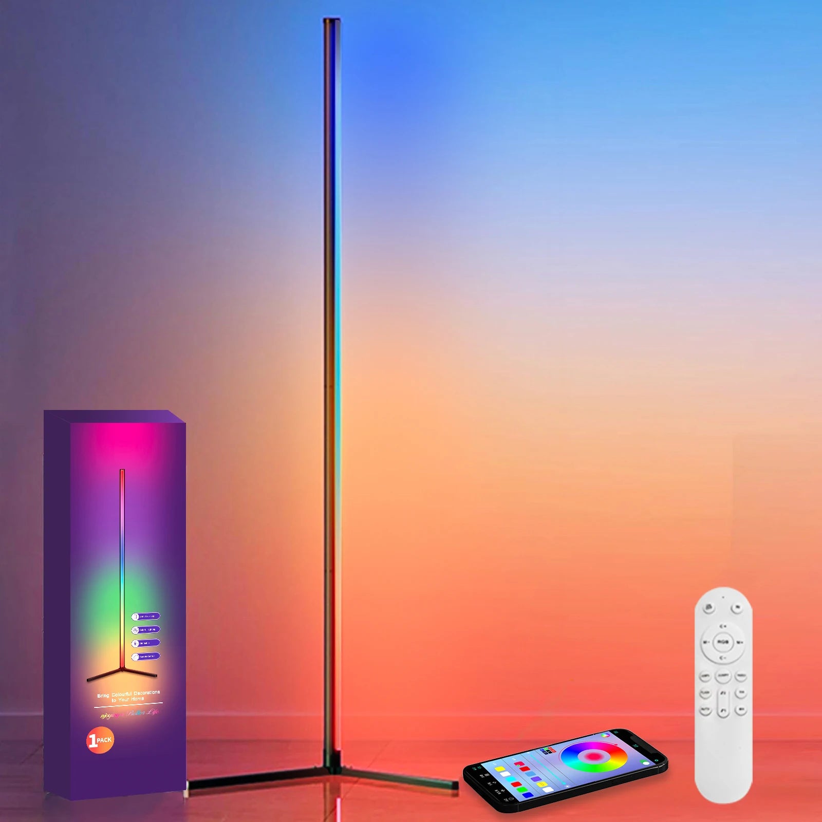 Smart RGB Corner Floor Lamp (App & Remote Control