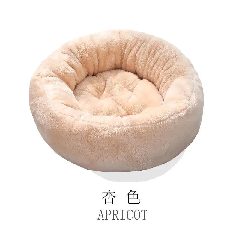 Pet Bed Warming Small Dog House Soft Sofa Donut Cat Bed Warming Indoor Round Pillow Kennel Cuddler Faux Fur Puppy Mat Dog Beds