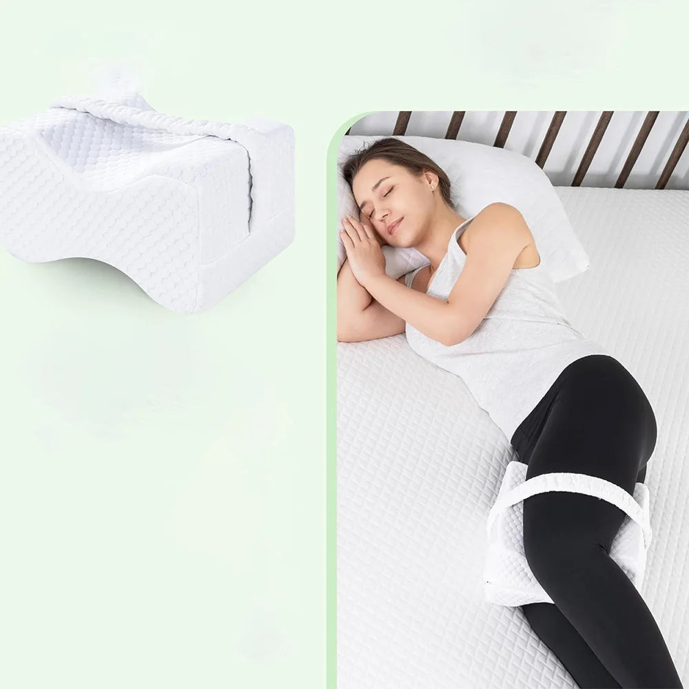 Memory Foam Knee Pillow for Side Sleepers (with Straps)