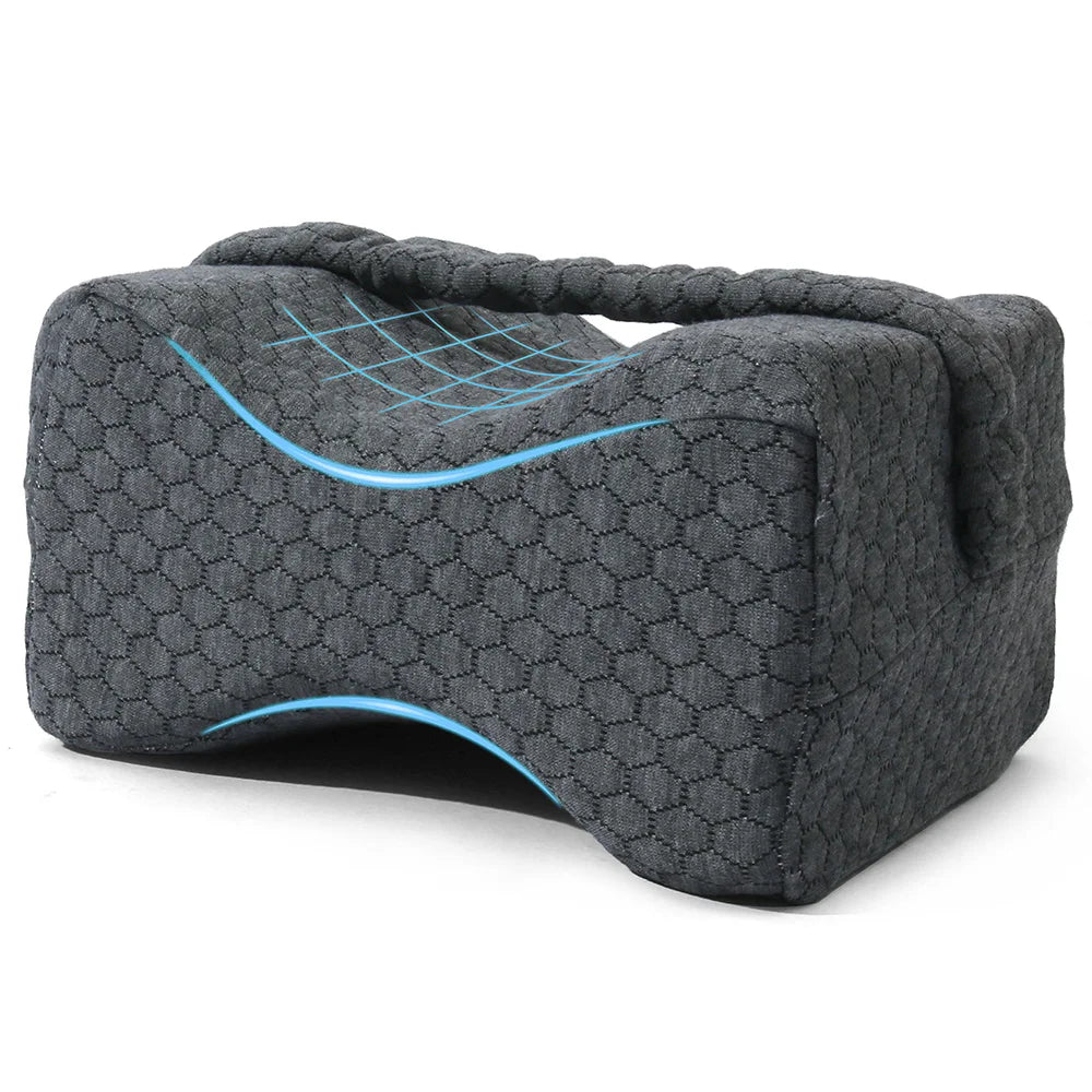 Memory Foam Knee Pillow for Side Sleepers (with Straps)