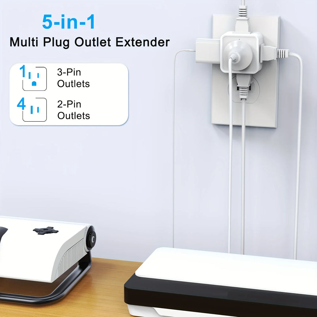 5-Way Multi-Plug Outlet Extender for Travel & Home