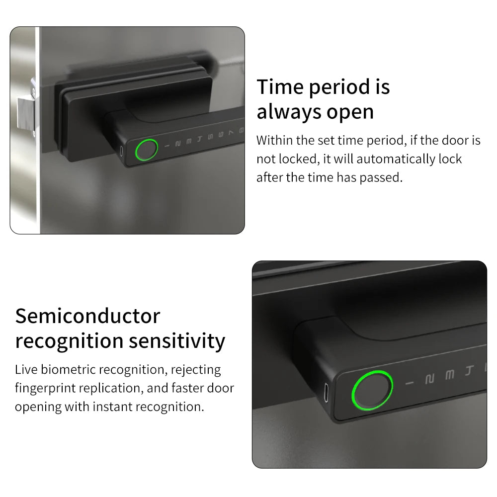 Smart Aluminum Door Lock with Tuya App & Key (Bedroom/Bathroom)