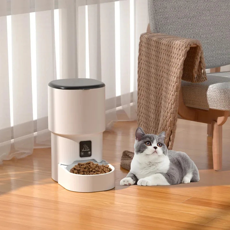 Smart Automatic Pet Feeder 4L APP/Button Control for Cats & Dogs, Timer Feeder with Voice Recorder, Perfect for Travel/Vacation