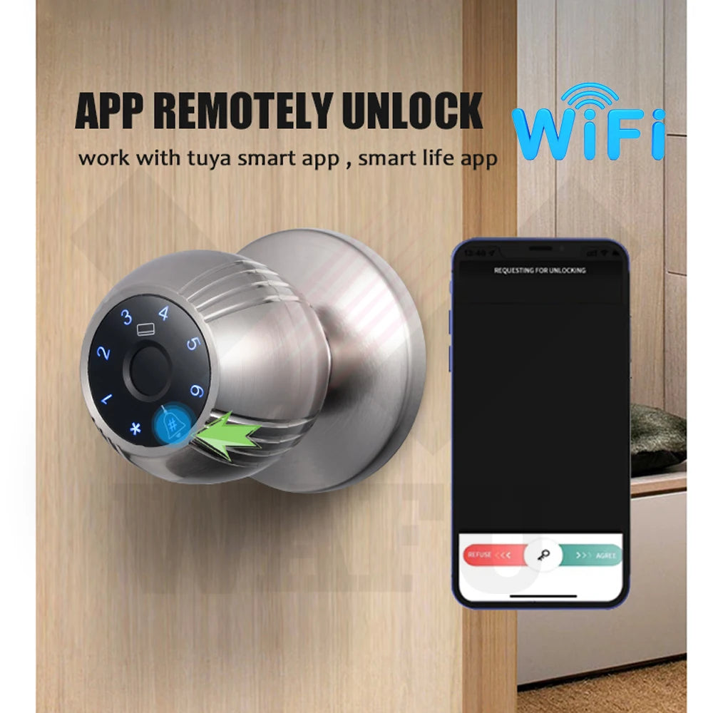 TUYA Smart Biometric Fingerprint Door Knob Lock
