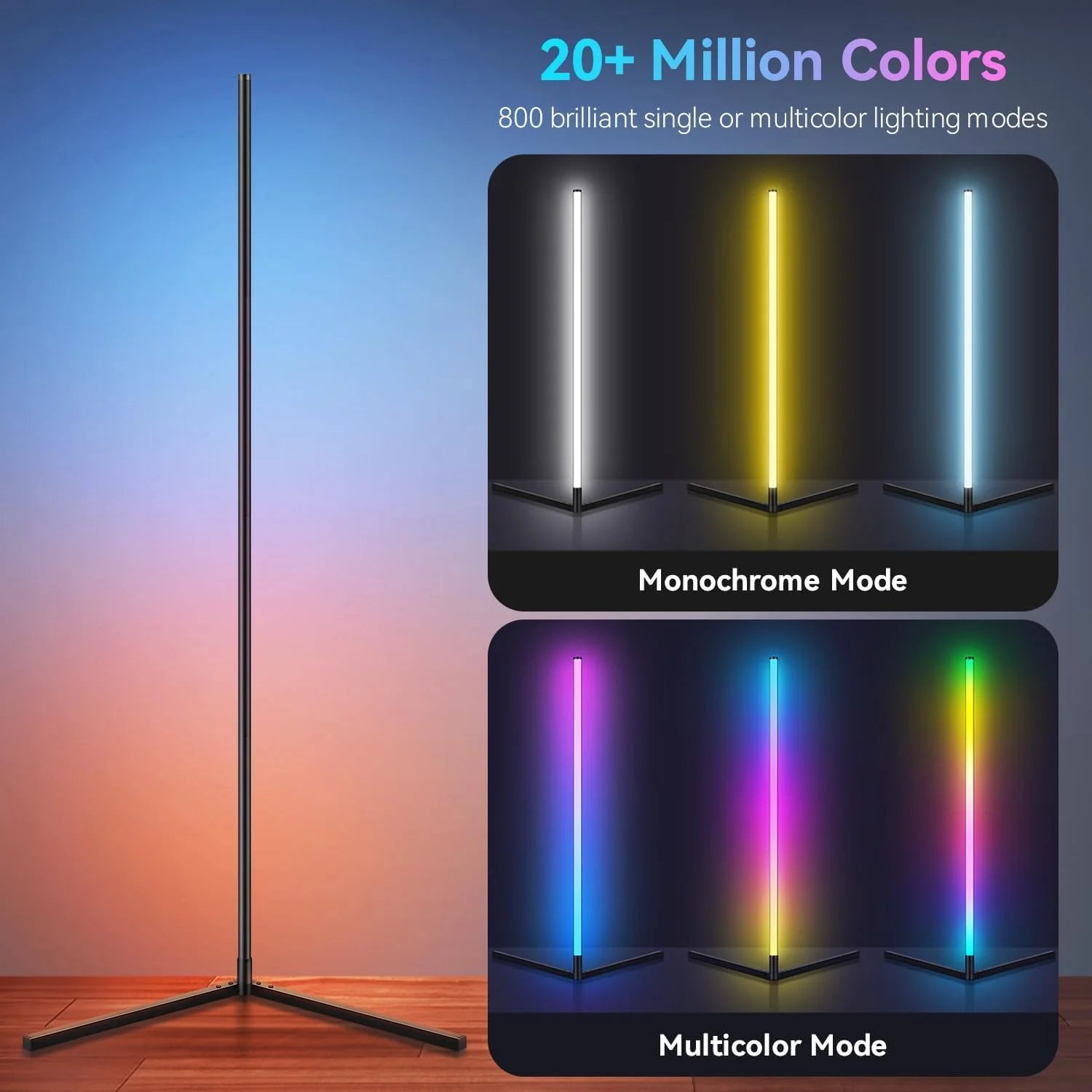 Smart RGB Corner Floor Lamp (App & Remote Control