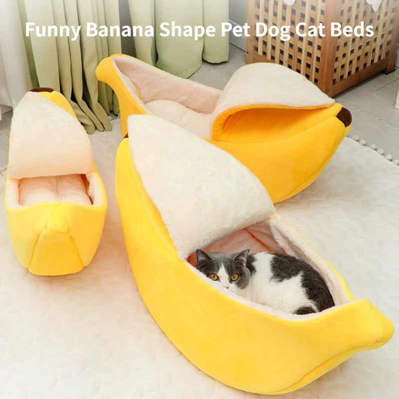 Creative Banana Shape Cozy Cat Bed (Deep Sleep)