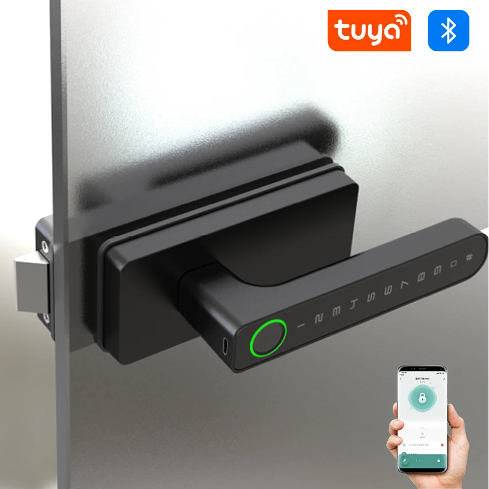 Smart Aluminum Door Lock with Tuya App & Key (Bedroom/Bathroom)