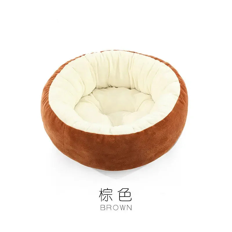 Pet Bed Warming Small Dog House Soft Sofa Donut Cat Bed Warming Indoor Round Pillow Kennel Cuddler Faux Fur Puppy Mat Dog Beds