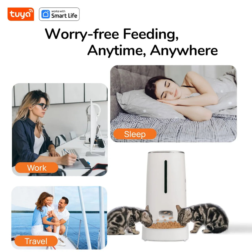 4L Automatic Pet Feeder for1/2Cats,WiFi Smart Feed Automatic Pet Feeder for Cats& Dogs,Timed Pet Food Dispenser with APP Control