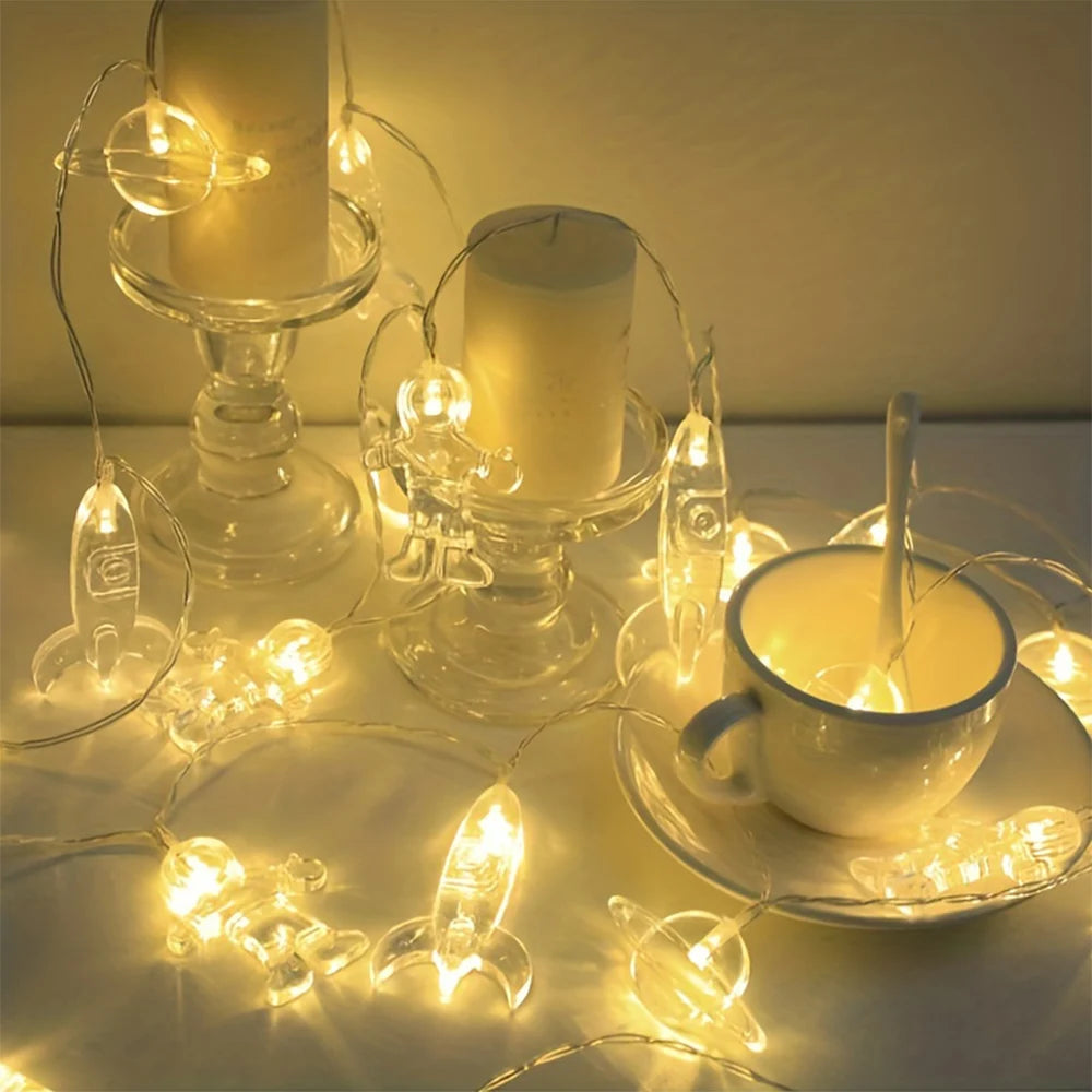 Astronaut Outer Space Themed LED Lights string 2M Party Supplies Decor Light Garland Baby Shower Planet"